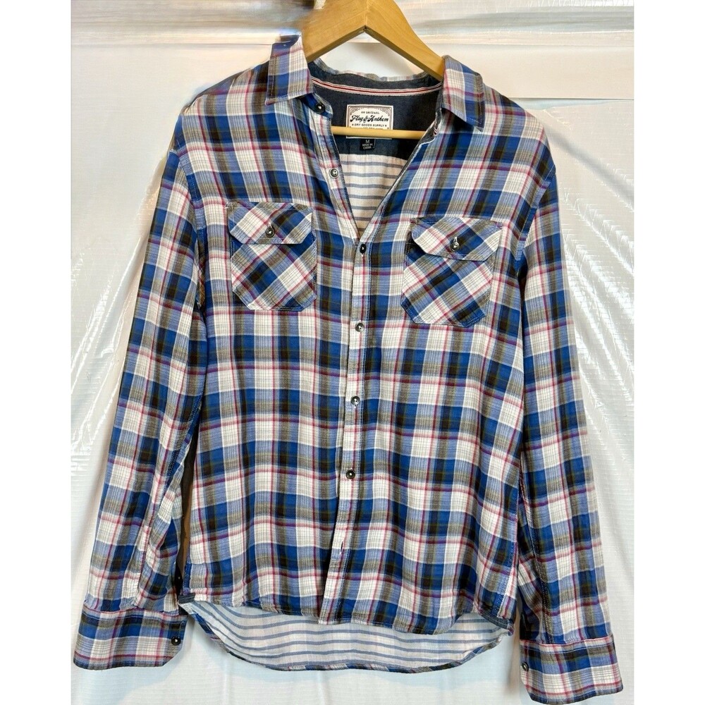Flag Of Anthem Men’s Long Sleeve Plaid Shirt Size M
